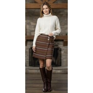 RALPH‎ LAUREN SOUTHWESTERN STRIPE INDIAN BLANKET WORSTED WOOL CONCHO WRAP SKIRT